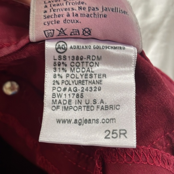 Ag Adriano Goldschmied Jeans Womens 25 The Legging Ankle Skinny Red - Picture 9 of 9